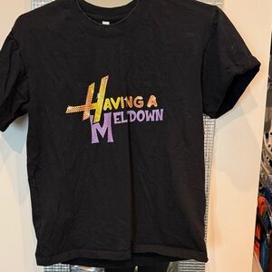 Black Graphic T-Shirt with Colorful Text